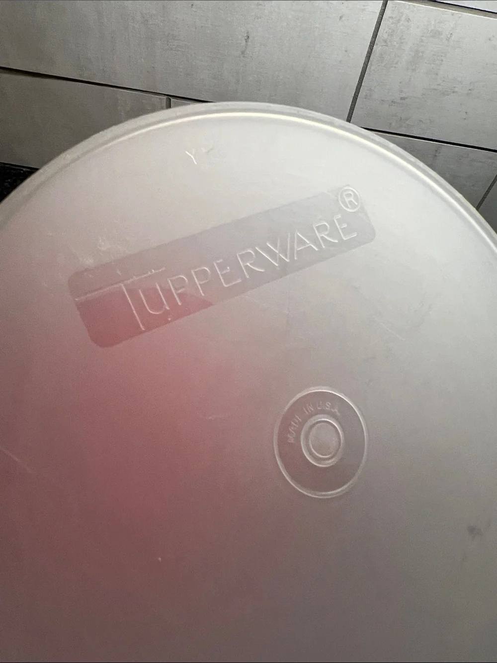 Tupperware Red  Flip Lid Round Food Storage Container/Canister. Minor scratches